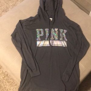 PINK Victoria’s Secret lightweight long sleeve hooded Tshirt.